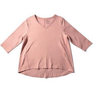 Chicos 3 V Neck 3/4 Sleeve Slub Tee The Ultimate Tee Womens Size XL Pink